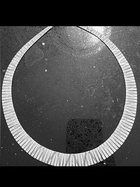 Sterling silver Cleopatra omega diamond cut link polished necklace vintage HSN